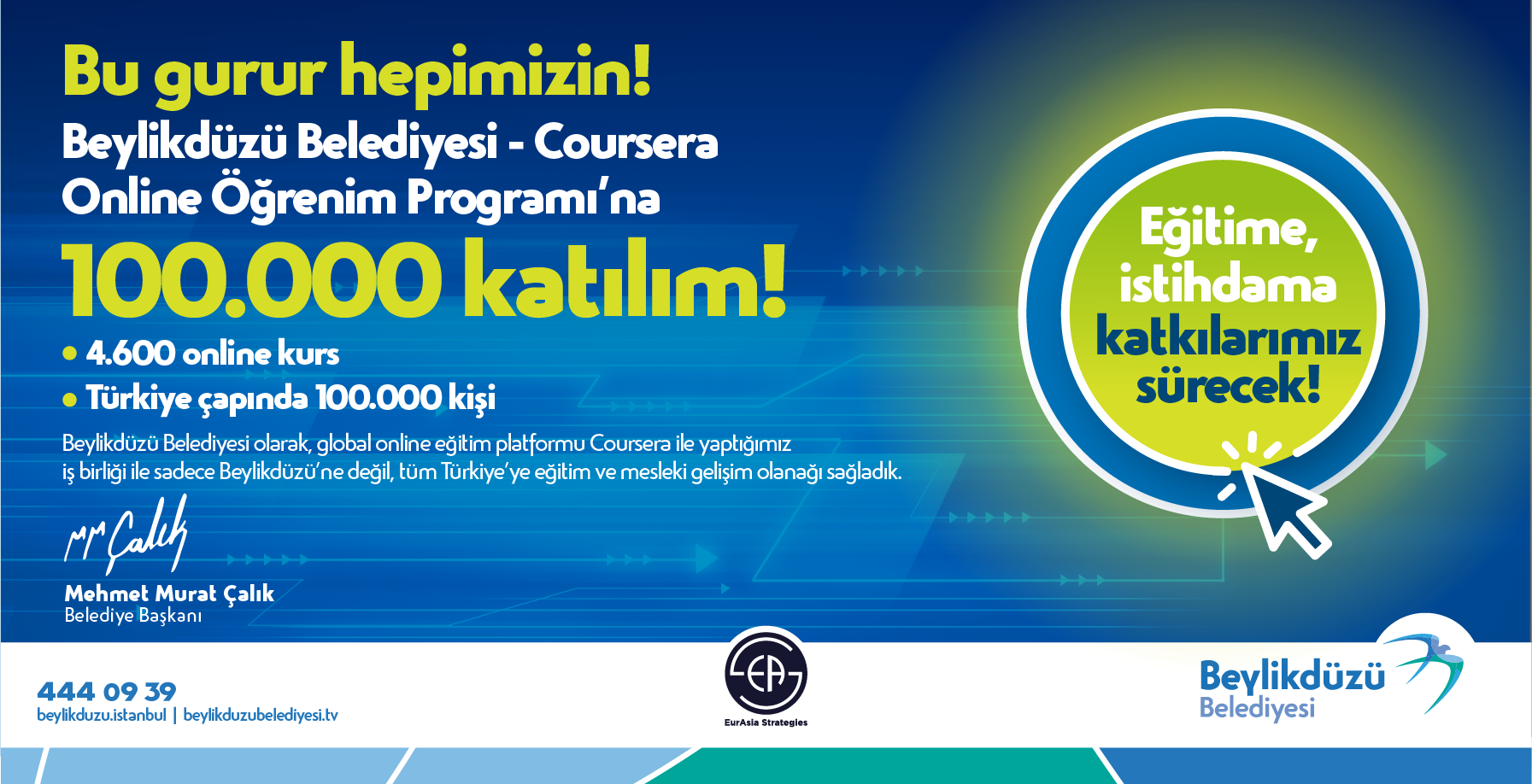 COURSERA İŞ BİRLİĞİ’NDE 100 BİN ÜYE HEDEFİNE ULAŞILDI